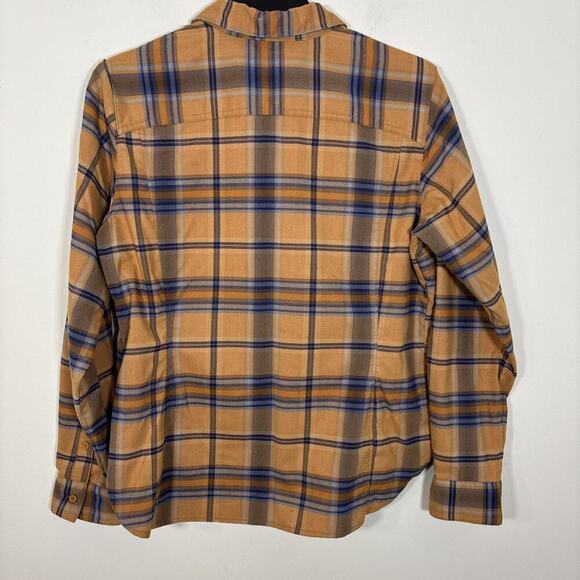 Columbia Shirt Women XL Brown Plaid Roll Tab Long Sleeve Button Up Blouse Fall - Picture 7 of 12